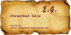 Ehrenthal Géza névjegykártya