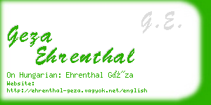 geza ehrenthal business card